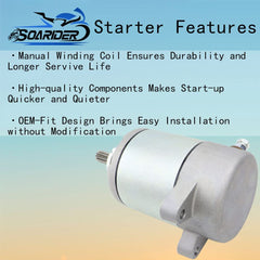 Soarider 12V CCW starter specs label for reliable cranking.