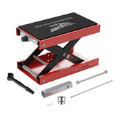 SOARSHARK aluminum motorcycle lift top view for stable maintenance.