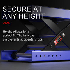 Thickened nylon wheels on blue lift resist cracking under heavy use