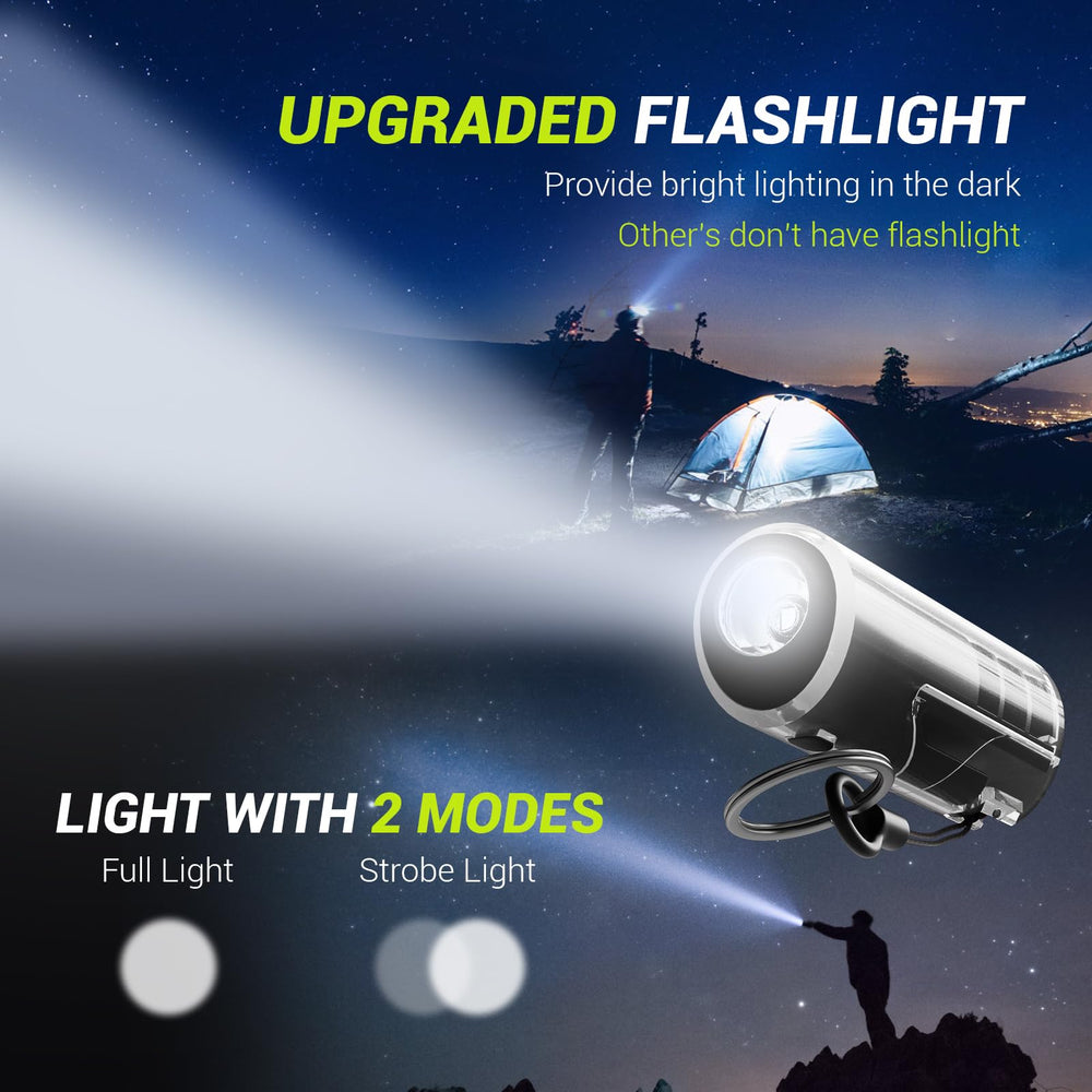 SodaRide escape tool with strobe and full-light modes for visibility.