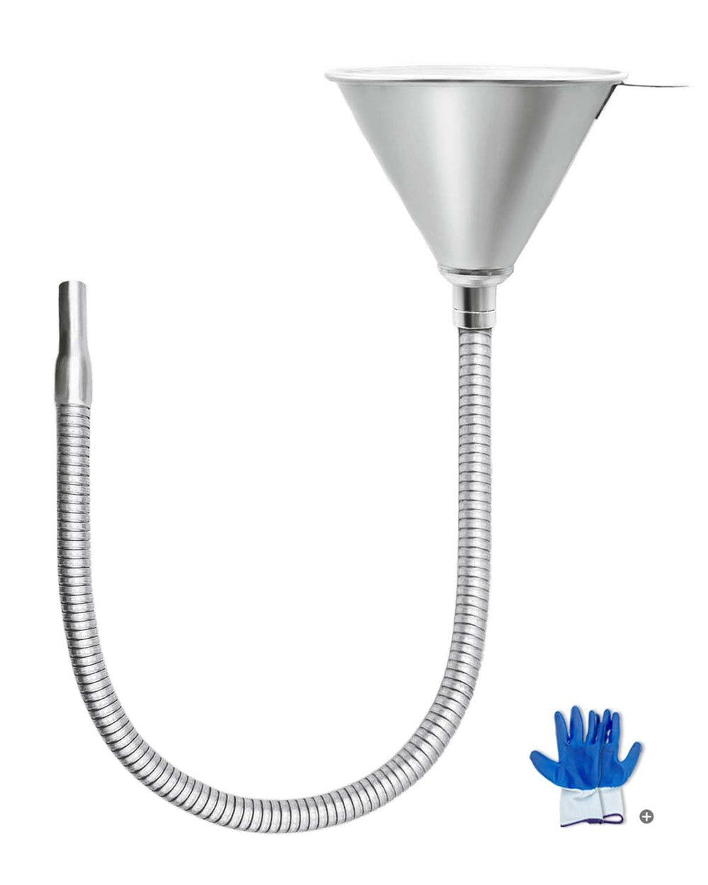 Solalithosys 24-8 inch steel bendable funnel with filter for easy automotive oil transfers.