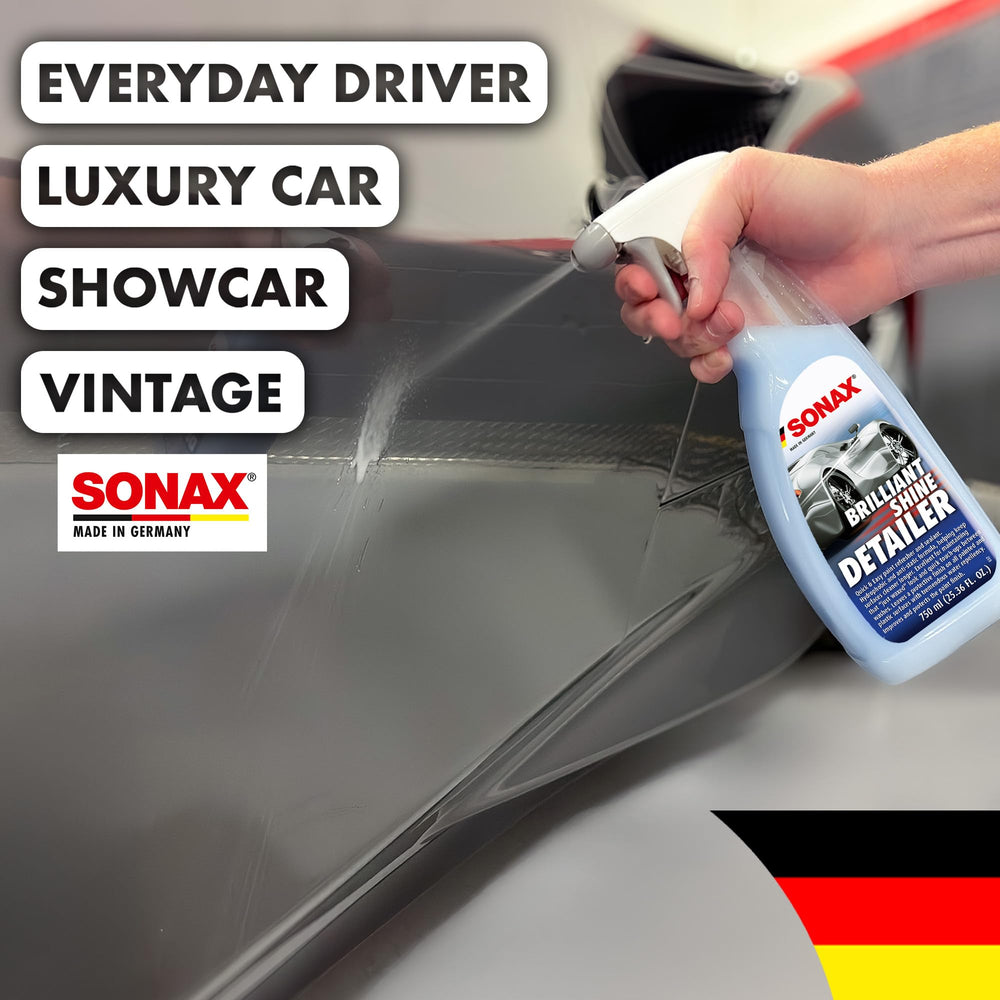 SONAX Brilliant Shine Detailer applied with microfiber achieving a streak-free, slick surface