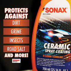 SONAX Ceramic Spray Coating spray-application demonstrates quick, even coverage for showroom shine.