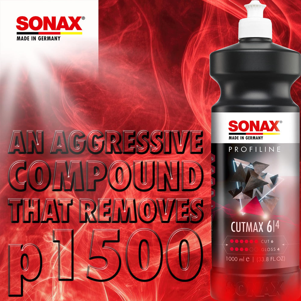 SONAX CutMax dust-free formula minimizes mess during polishing