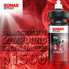 SONAX CutMax dust-free formula minimizes mess during polishing