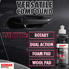 SONAX microfiber cloths pair with CutMax for clean finishing