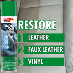 SONAX Leather Foam on perforated seats, safe cleaning for perforations.