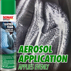 SONAX Leather Foam UV-protection helps preserve color and texture.