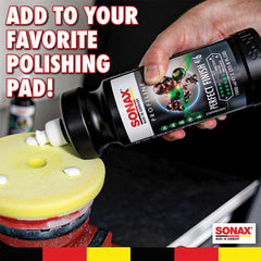 SONAX Perfect Finish works best with a rotary polisher and orange pad.