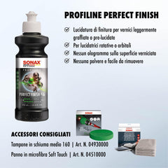 SONAX Perfect Finish swatch demonstrating defect removal and added gloss