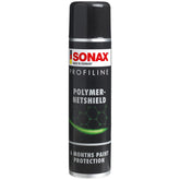 SONAX Polymer Net Shield aerosol spray application for quick, even paint protection.