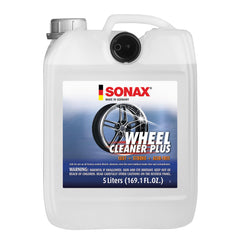 Sonax Wheel Cleaner Plus bottle pour demonstrates easy application for brake dust removal.