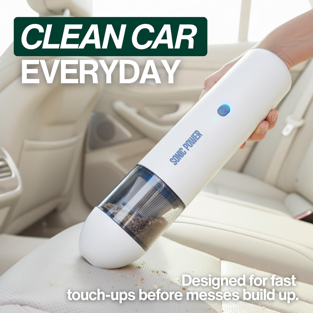 SonicPower car interior cleaning on seats and mats.