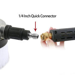 Sooprinse Deluxe rotary brush cleans car glass for a streak-free shine.