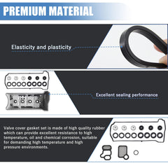 Sorello valve cover gasket set, closeup gasket, rubberized seal for lasting performance.
