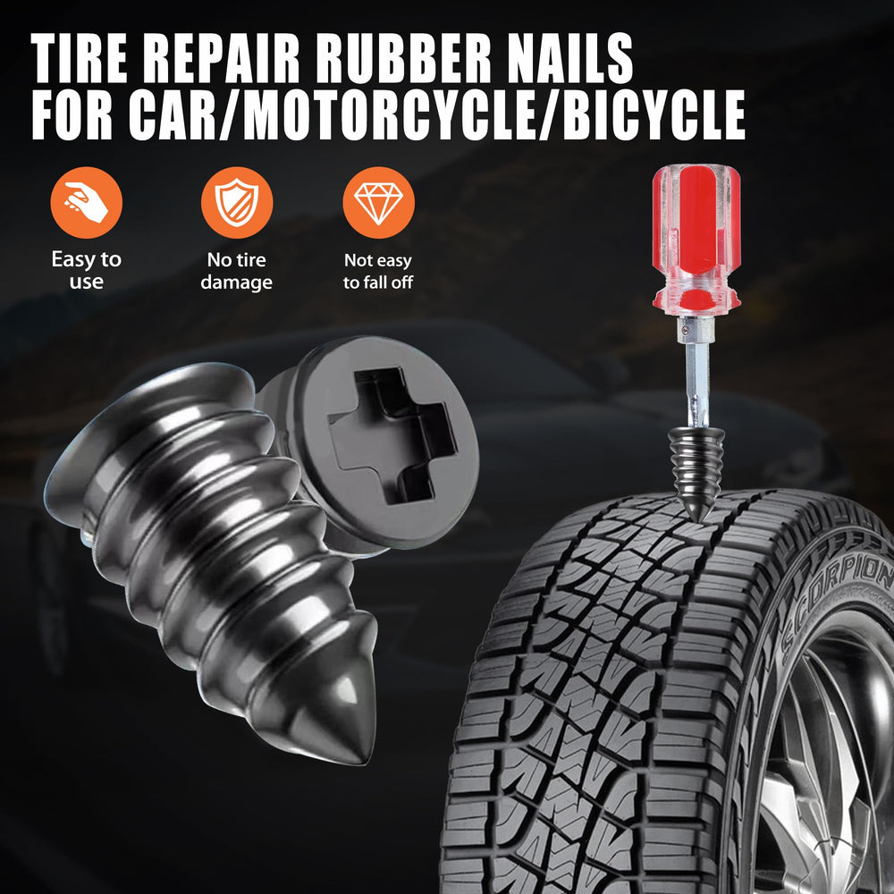 SORGHUM tire repair nail kit included for temporary fixes on the go.