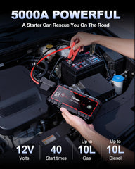 Soulor 5000A with cables attached; ready for a quick car battery jump.
