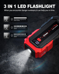 Soulor Jump Starter 3-mode LED light for flashlight, strobe, and SOS.