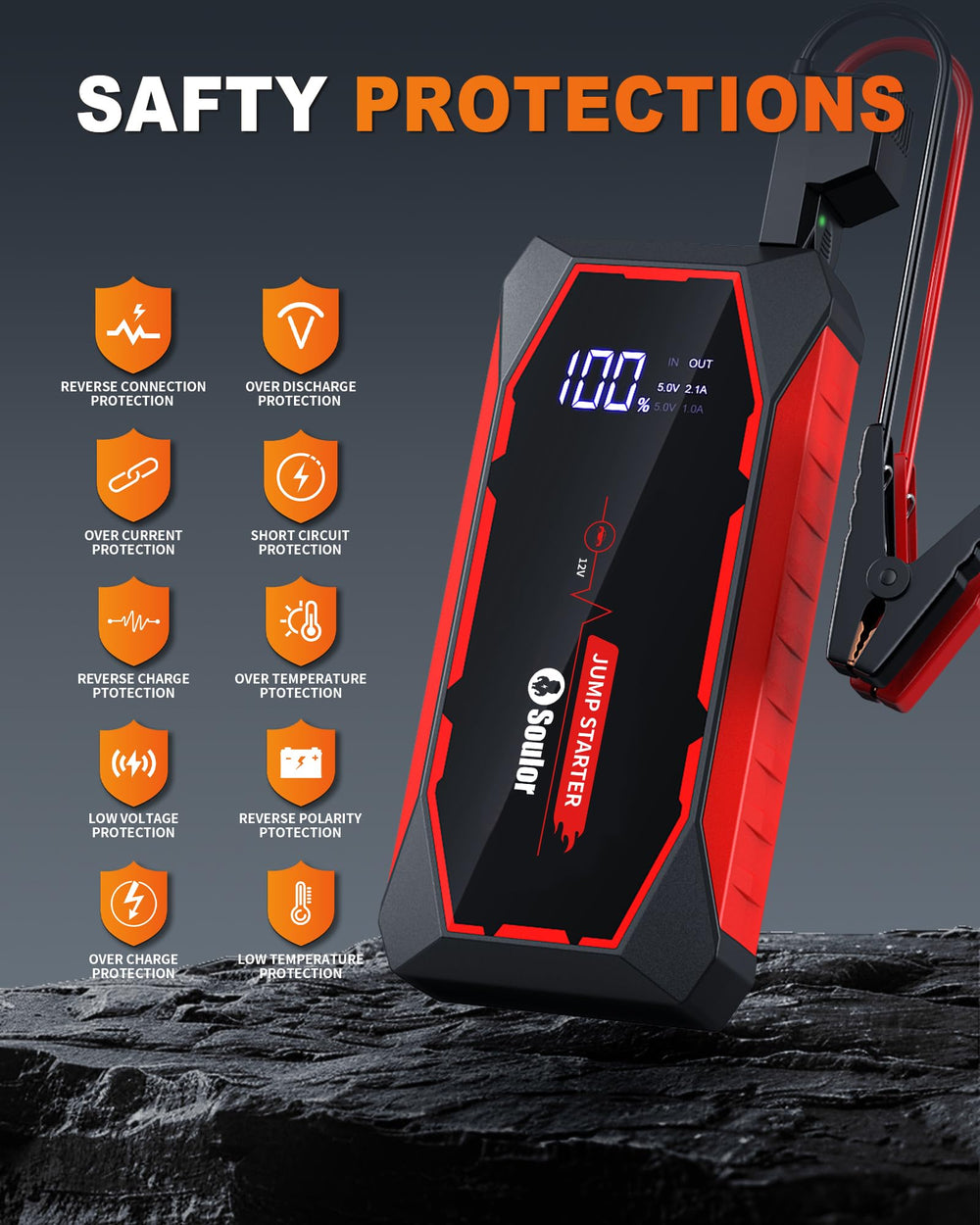 Soulor Jump Starter 5000A EVA storage bag keeps gear organized