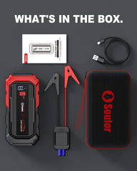 Soulor Jump Starter safety protections prevent misconnection and sparks.