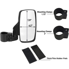 SPAUTO UTV mirrors ball joint adjustment for custom viewing angle