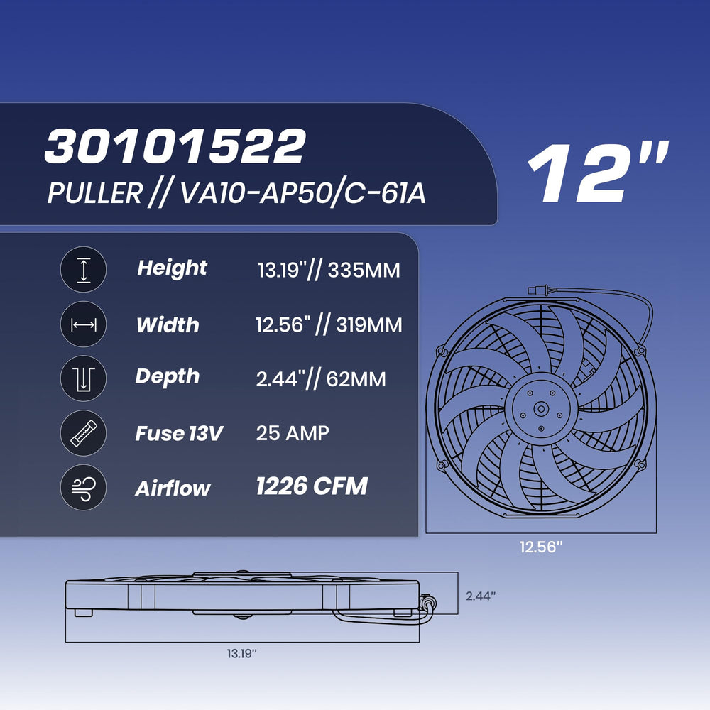 SPAL curved blades maximize airflow while reducing noise.