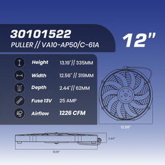SPAL curved blades maximize airflow while reducing noise.