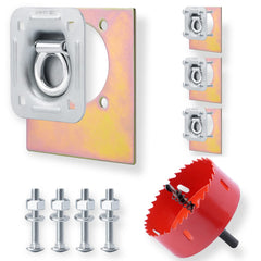 SparkWhiz recessed D-ring anchor kit in package for easy installation and cargo security.
