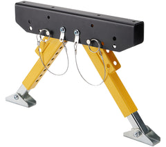 SparkWhiz RV Step Stabilizer installed for steady entry and exit on uneven ground.