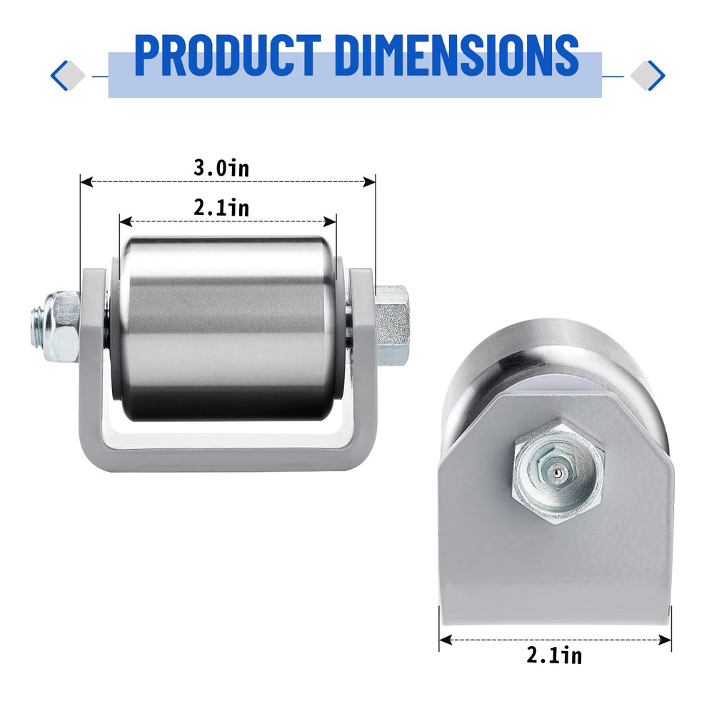 SPARKWHIZ weld-on roller side view highlighting sturdy steel construction for durability.