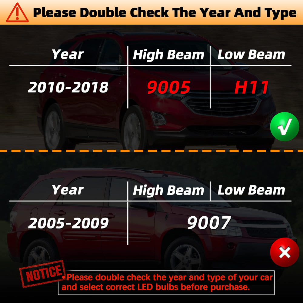 SPBRTBUB Chevy Equinox H11 low-beam LEDs enhance road clarity at night.