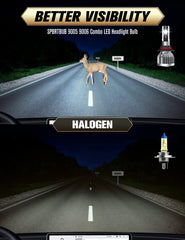 SPBRTBUB 9005 H11 LED bulbs installed in Ford F-150 for brighter night visibility.