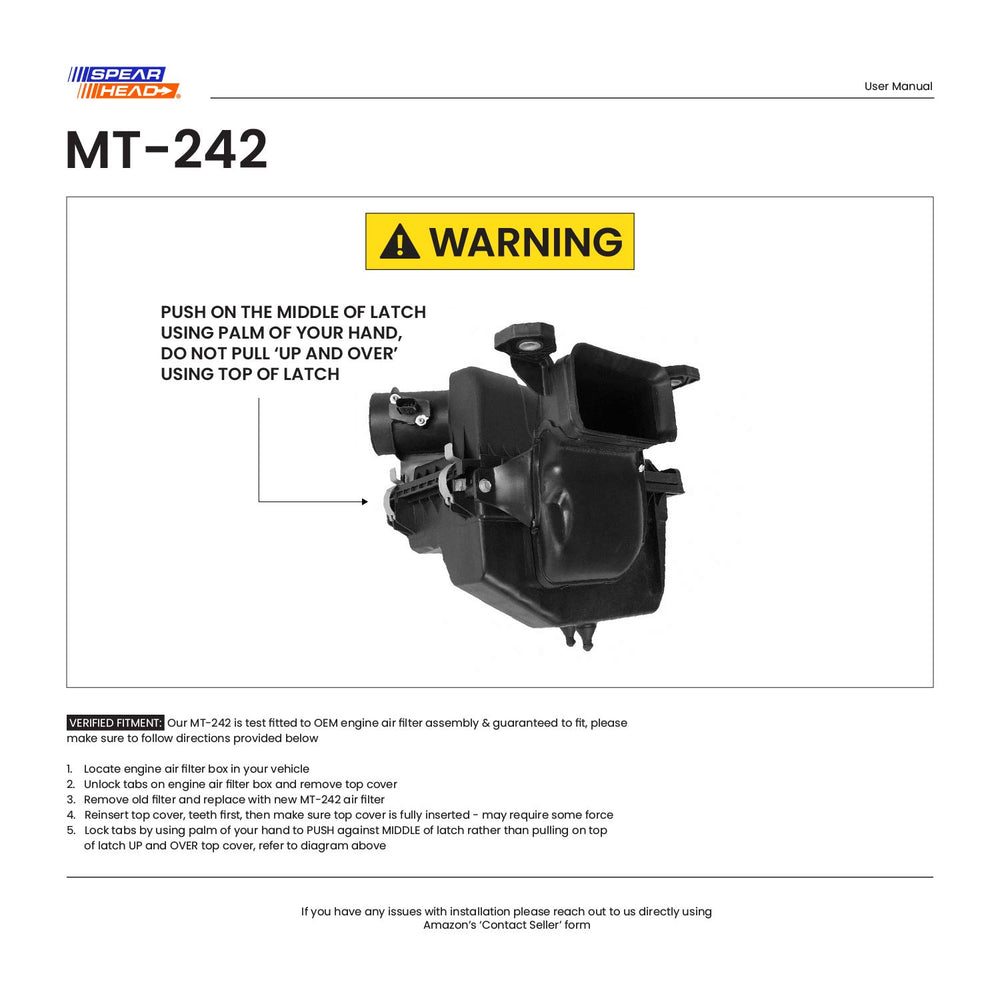 Spearhead filter with rugged frame and gasket for secure seal.