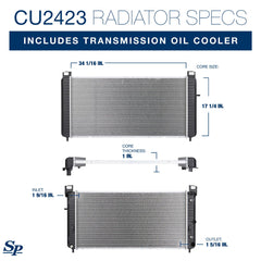 CU2423 inlet header detail with precise dimensions for easy installation.
