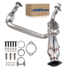 SpeedFusion catalytic converter fitted to Chevy Silverado for emissions control.