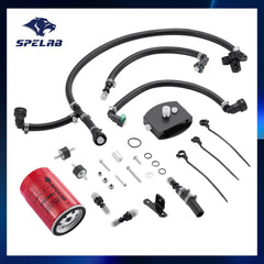 SPELAB CP4 kit sits compactly in the engine bay with durable construction.