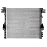 SPELAB cu2957 radiator front view showing Jeep Wrangler compatibility for multiple model years