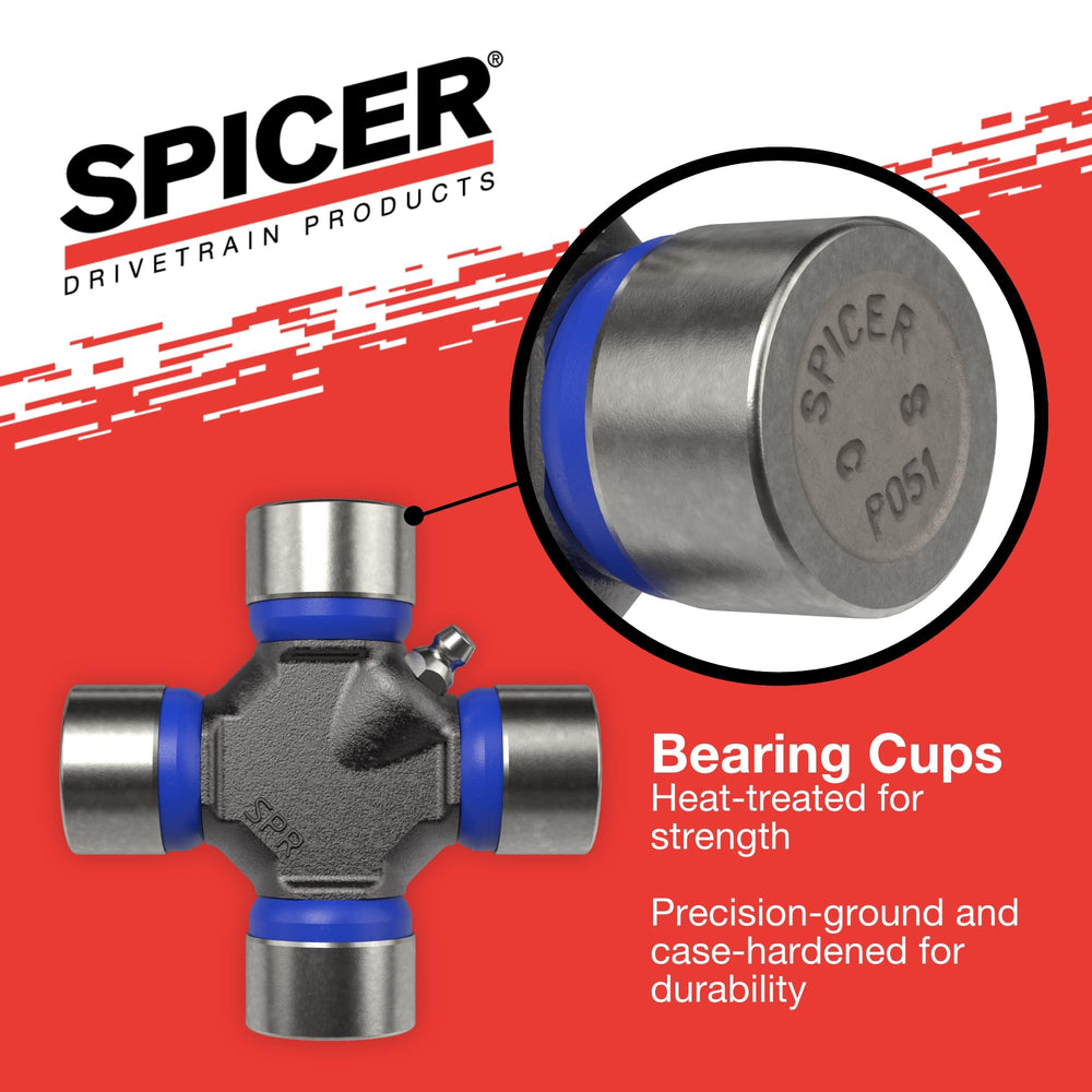 Spicer OSR snap rings feature for secure greaseable joint during operation.