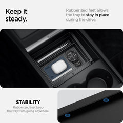 Spigen center console organizer for Tesla Model 3 Highland, installation view, fits perfectly in the center console.