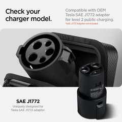 Spigen Cybercase magnet closure keeps the J1772 adapter secure on the go.