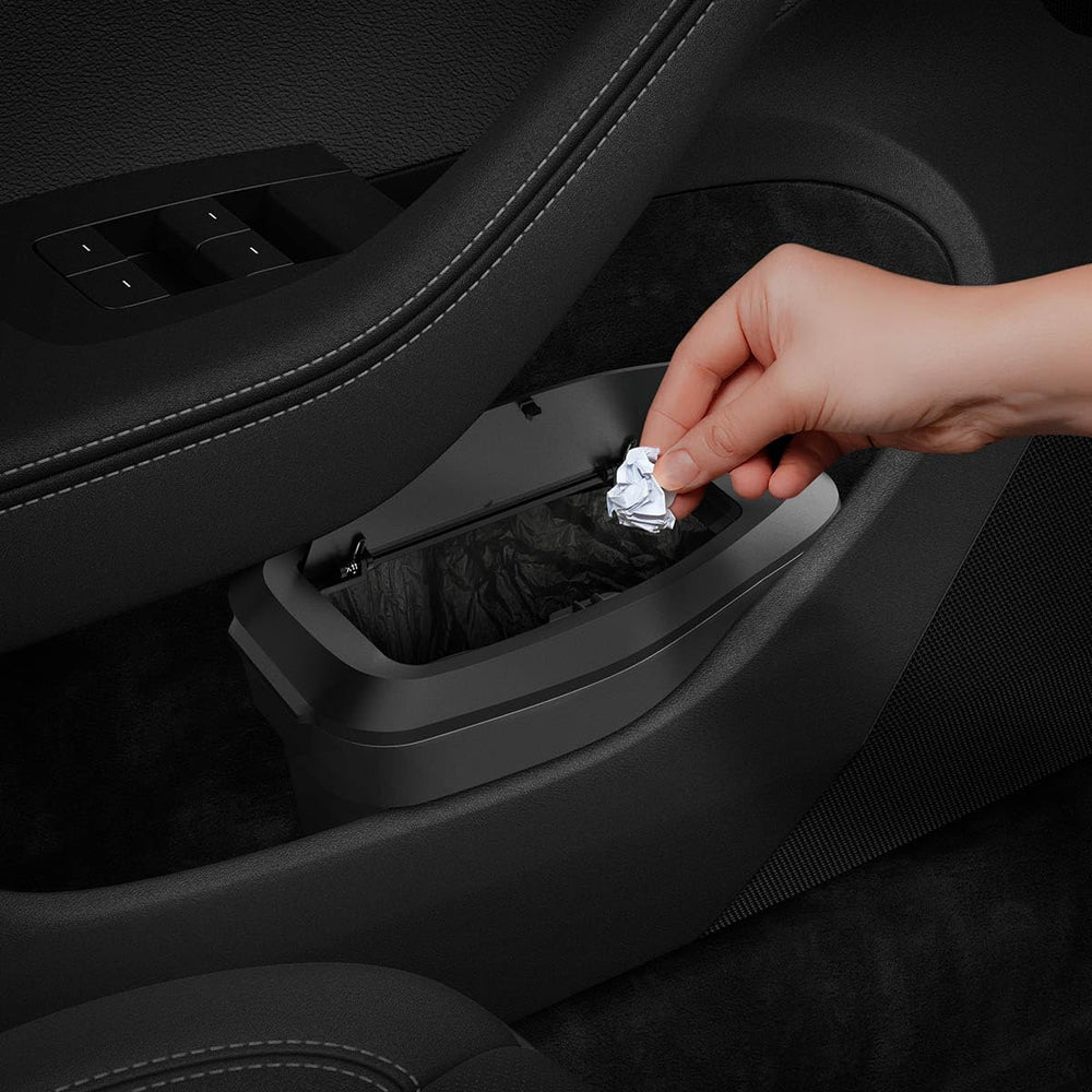 Spigen Tesla Model 3 Highland trash can with magnetic lid for easy disposal