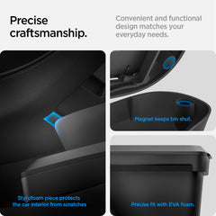 Spigen odor containment feature demonstrated in Model 3 Highland trash can