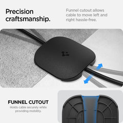 Funnel-cutout feature allows slight cable sway for uninterrupted charging with the door closed