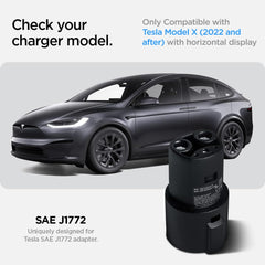 Spigen J1772 door dock precise fit enhances clean, seamless installation in Model X
