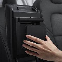 Spigen One-Tap Hidden Storage Box fits Model 3 and Model Y.
