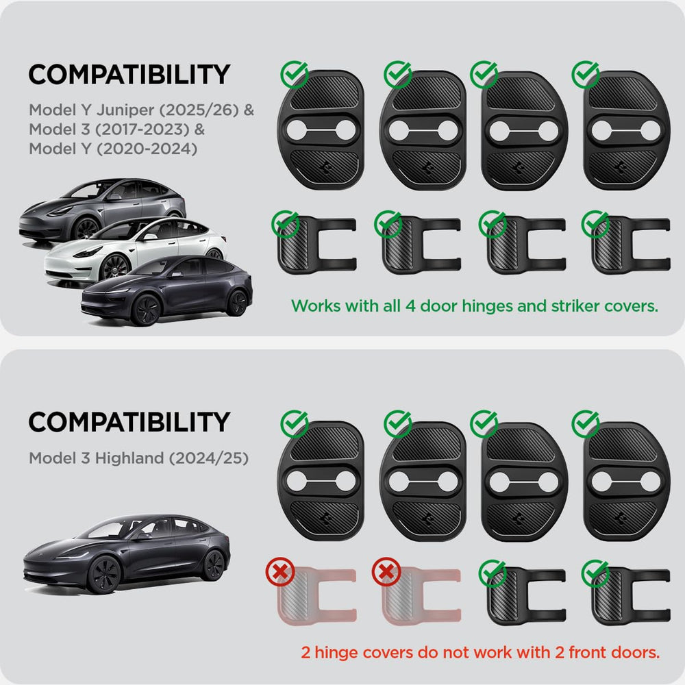 Spigen Model Y hinge cover guards door hinges against wear.