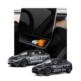 Spigen under-screen organizer in Tesla Model 3/Y interior keeps essentials tidy.