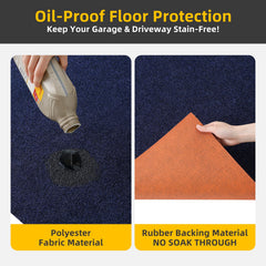 SpillShieldMC absorbent fibers capture oil quickly on garage floors