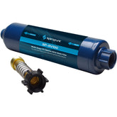 SpiroPure RV inline filter installation inlet shows simple setup for clean water on the go