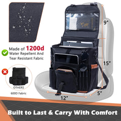 SPORJET multiple-pockets organize pens, phones, and documents for quick access.